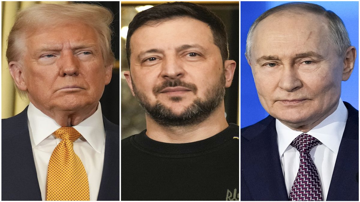 US President Donald Trump, Ukraine's President Volodymyr Zelenskyy and Russian President Vladimir Putin. File image/AP US President Donald Trump, Ukraine's President Volodymyr Zelenskyy and Russian President Vladimir Putin. File image/AP