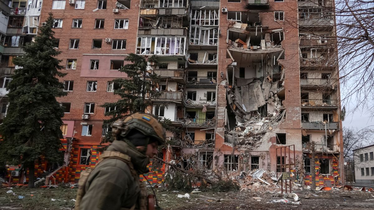 A Ukrainian serviceman passes by a residential building damaged by Russian military strikes in the frontline town of Pokrovsk in Donetsk region, Ukraine. Reuters A Ukrainian serviceman passes by a residential building damaged by Russian military strikes in the frontline town of Pokrovsk in Donetsk region, Ukraine. Reuters