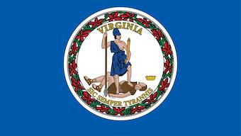 The Virginia flag, featuring the seal. Virginia.gov