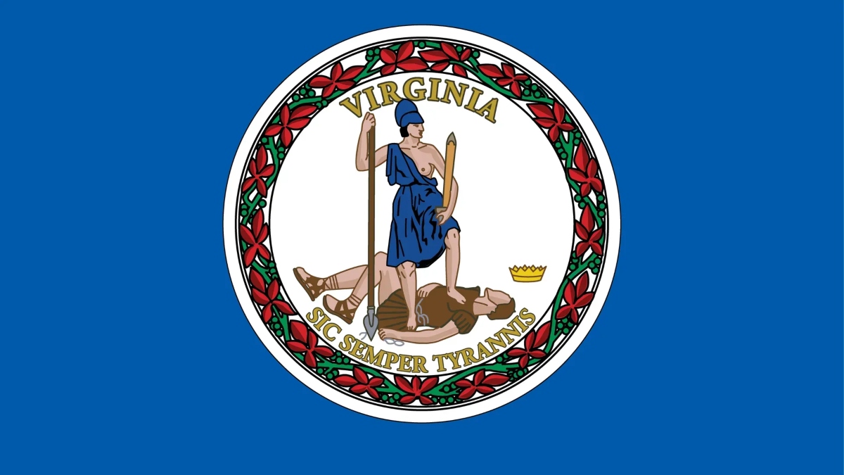 The Virginia flag, featuring the seal. Virginia.gov The Virginia flag, featuring the seal. Virginia.gov