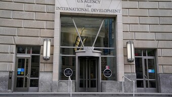 The USAID building sits closed to employees after a memo was issued advising agency personnel to work remotely, in Washington, D.C., US. Reuters