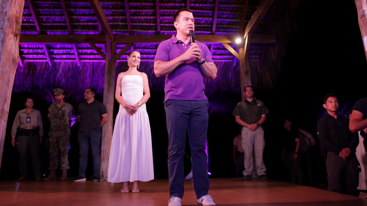 Ecuador's President and candidate for reelection Daniel Noboa addresses the media as the electoral council says he has won the presidential election, in Santa Elena, Ecuador. Reuters Ecuador's President and candidate for reelection Daniel Noboa addresses the media as the electoral council says he has won the presidential election, in Santa Elena, Ecuador. Reuters