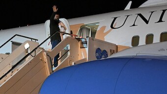 U.S. Vice President JD Vance departs Giovan Battista Pastine International Airport, Italy en route to New Delhi, India. Reuters