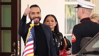 El Salvador President Nayib Bukele gives a thumbs up as he departs the White House following his meeting with U.S. President Donald Trump in Washington, D.C., U.S. File image/ Reuters