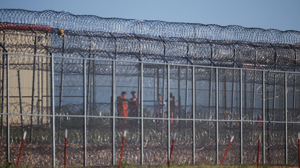 Detainees stand inside the Bluebonnet Detention Facility, after the U.S. Supreme Court on Saturday temporarily barred U.S. President Donald Trump's administration from deporting Venezuelan men in immigration custody, in Anson, Texas, US. Reuters Detainees stand inside the Bluebonnet Detention Facility, after the U.S. Supreme Court on Saturday temporarily barred U.S. President Donald Trump's administration from deporting Venezuelan men in immigration custody, in Anson, Texas, US. Reuters