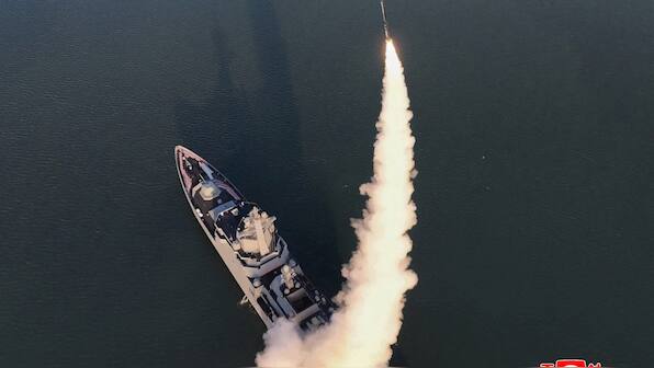 North Korea test-fires missiles from 5000-tonne warship it launched last week