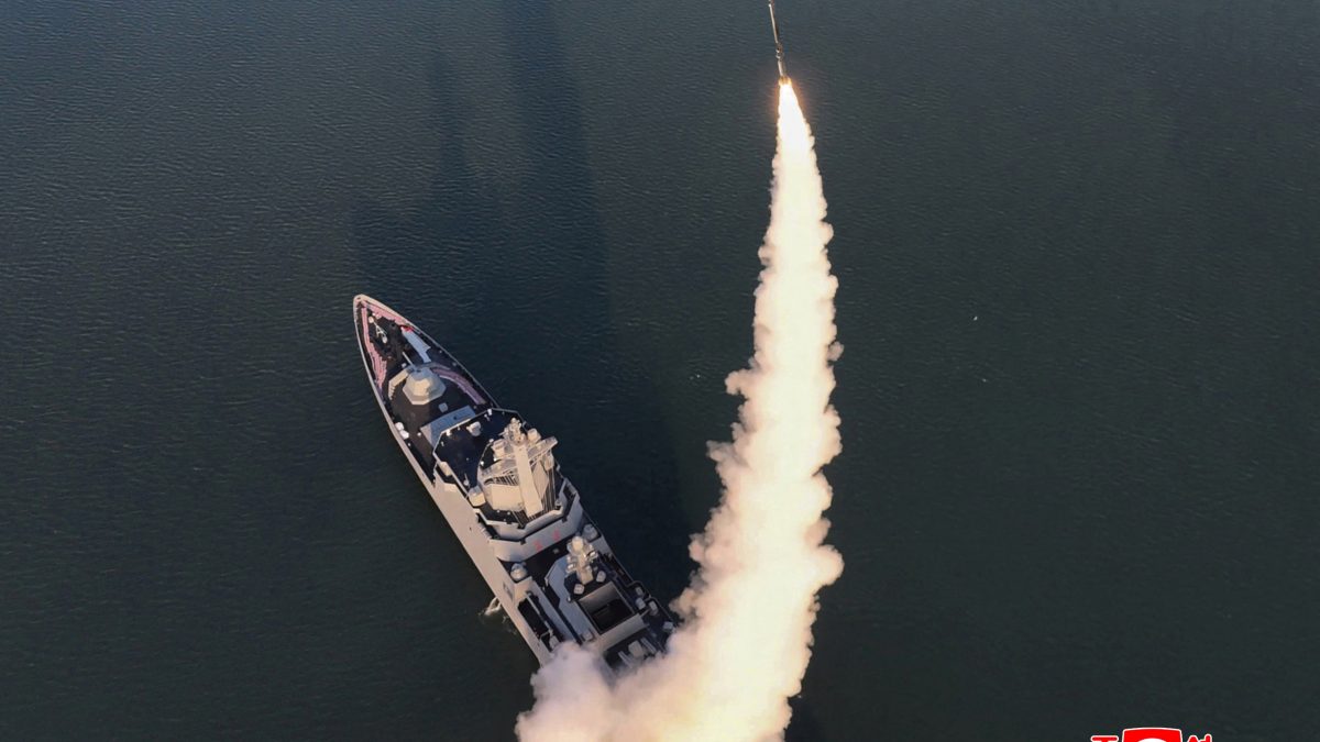 North Korea test-fires missiles from 5000-tonne warship it launched last week North Korea test-fires missiles from 5000-tonne warship it launched last week