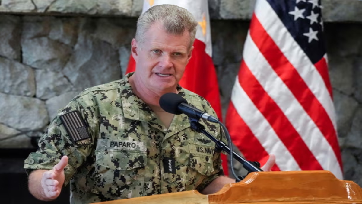 Adm Samuel Paparo at a press conference in Baguio in the northern Philippines on 29 August 2024. AP Adm Samuel Paparo at a press conference in Baguio in the northern Philippines on 29 August 2024. AP