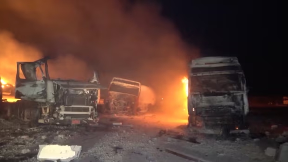 A screengrab from al-Masirah TV purportedly shows the aftermath of US strikes on the Ras Isa fuel port in western Yemen. Reuters A screengrab from al-Masirah TV purportedly shows the aftermath of US strikes on the Ras Isa fuel port in western Yemen. Reuters