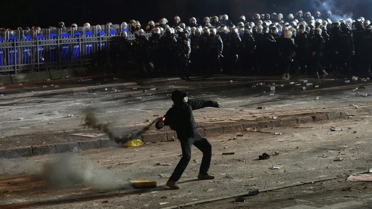 A protester throws a firework during a protest against the arrest of Istanbul's Mayor Ekrem Imamoglu, in Istanbul, Turkey. File image/ AP A protester throws a firework during a protest against the arrest of Istanbul's Mayor Ekrem Imamoglu, in Istanbul, Turkey. File image/ AP
