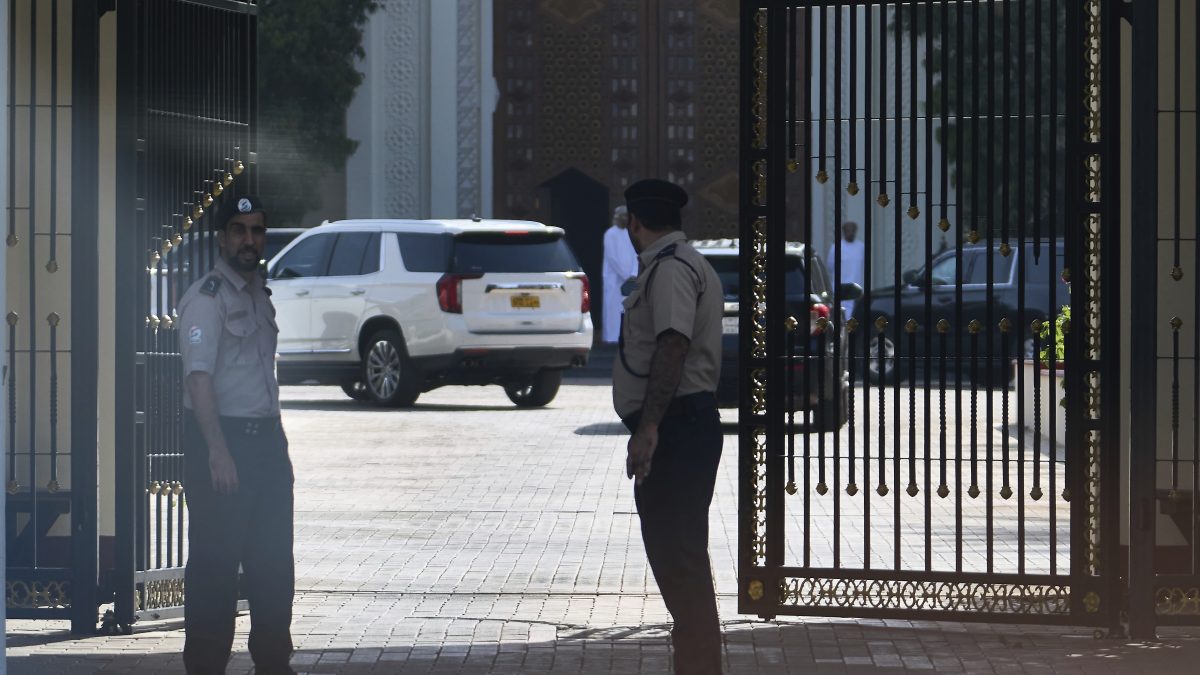 Omani security personnel watch a convoy believed to be carrying U.S. Mideast envoy Steve Witkoff in Muscat, Oman. AP Omani security personnel watch a convoy believed to be carrying U.S. Mideast envoy Steve Witkoff in Muscat, Oman. AP