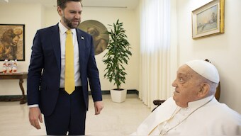 Pope Francis receives U.S. Vice President JD Vance before bestowing the Urbi et Orbi (Latin for to the city and to the world) blessing at the end of the Easter mass presided over by Cardinal Angelo Comastri in St. Peter's Square at the Vatican. AP