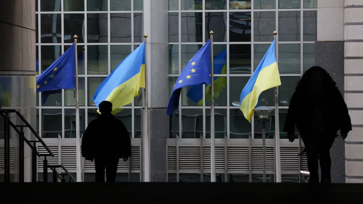 Flags of Ukraine fly in front of the EU Parliament building. Europe sees the Ukraine war mainly through the normative lens of democracy vs autocracy. Image: REUTERS Flags of Ukraine fly in front of the EU Parliament building. Europe sees the Ukraine war mainly through the normative lens of democracy vs autocracy. Image: REUTERS