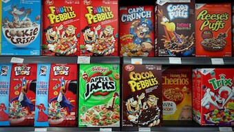 Various types of breakfast cereals are seen on display for sale at the American Food Store in London, UK, August 13, 2018. Representational Image/Reuters