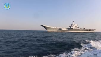 Chinese aircraft carrier Shandong is seen in this screenshot taken from a video released by the Eastern Theatre Command of China's People's Liberation Army (PLA) on Tuesday. Reuters