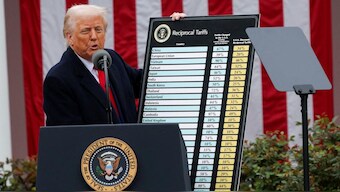 US President Donald Trump delivers remarks on tariffs in the Rose Garden at the White House in Washington, DC, US, April 2, 2025. Reuters File 