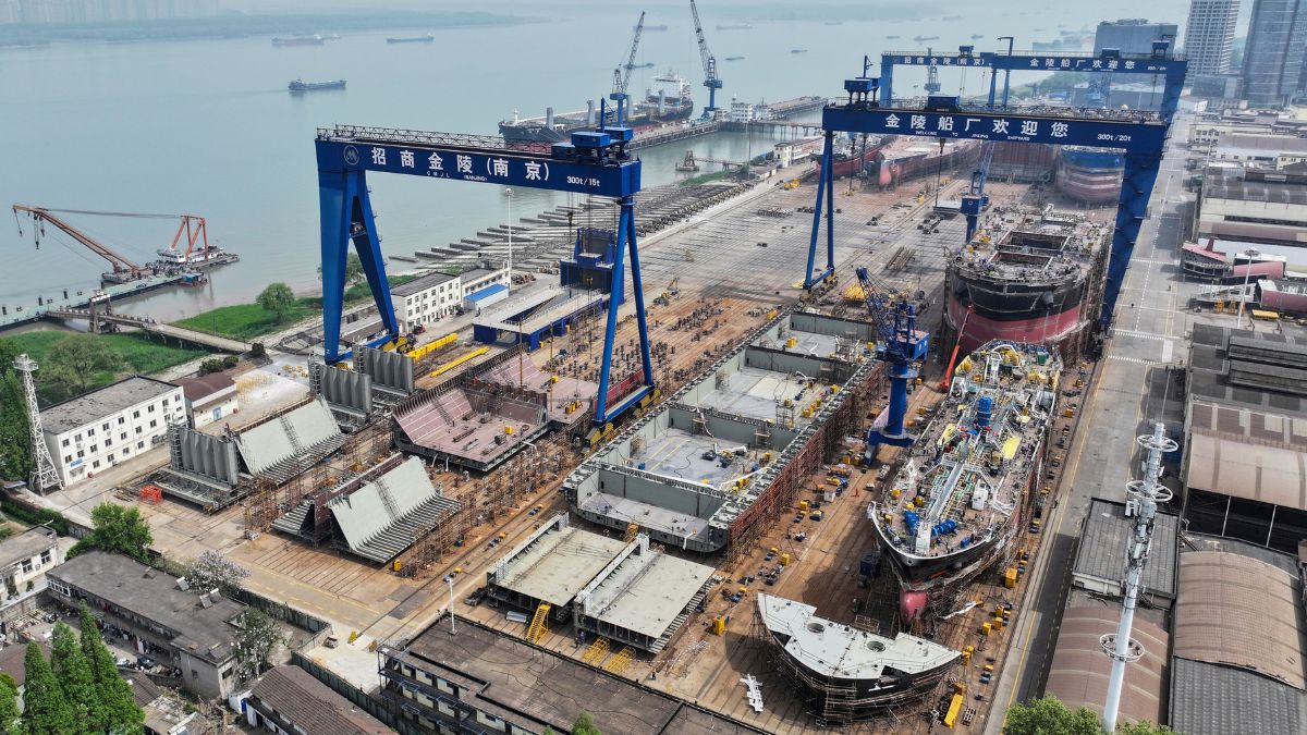 A view of ships under construction at the Jinling Shipyard in Nanjing in eastern China's Jiangsu province Friday, April 11, 2025. (Photo: AP) A view of ships under construction at the Jinling Shipyard in Nanjing in eastern China's Jiangsu province Friday, April 11, 2025. (Photo: AP)