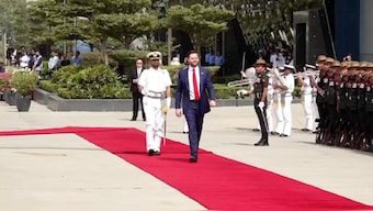 US Vice President JD Vance receiving the ceremonial guard of honour upon his arrival in New Delhi, India, on April 21, 2025. (Photo: PTI)