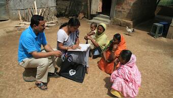 Census officials collect details from village women during first phase of the census at Hatkhuwapara Village, near the northeastern Indian city of Guwahati April 1, 2010 for the 2011 census. (Photo: Reuters)