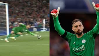 Gianluigi Donnarumma made two crucial saves as PSG beat Arsenal 1-0 on Tuesday. Images: X/Reuters
