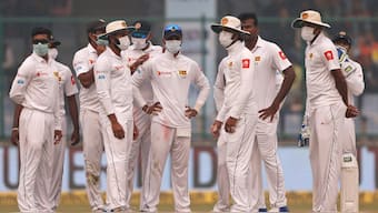 Sri Lankan players were seen wearing anti-pollution masks during Delhi Test against India in December 2017. Image: PTI
