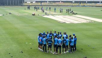 The Indian team at a training session at Guwahati's Barsapara Stadium ahead of a T20I against Sri Lanka in January 2020. AFP