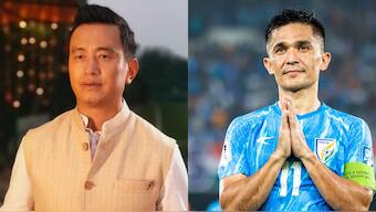 Bhaichung Bhutia felt Indian football team should have picked young strikers instead of Sunil Chhetri. Images: Bhaichung Bhutia on X/AFC Asian Cup
