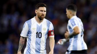 Lionel Messi in action for Argentina. Reuters.