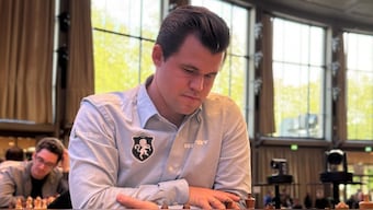 Magnus Carlsen won nine out of nine games as he clinched the Grenke Chess Freestyle Open title. Image: Grenke Chess
