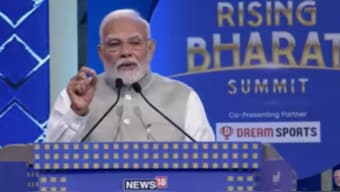 Prime Minister Narendra Modi addresses the Rising Bharat Summit in New Delhi on Tuesday. Firstpost