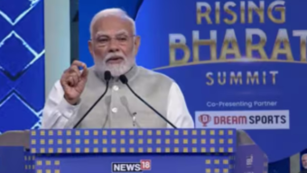 Prime Minister Narendra Modi addresses the Rising Bharat Summit in New Delhi on Tuesday. Firstpost Prime Minister Narendra Modi addresses the Rising Bharat Summit in New Delhi on Tuesday. Firstpost