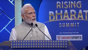 Prime Minister Narendra Modi addressing the Rising Bharat Summit in New Delhi on Tuesday. Firstpost