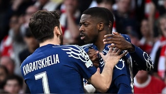 Lone goal from Ousmane Dembele was enough as PSG defeated Arsenal in Champions League semi-final first leg. Image: Reuters