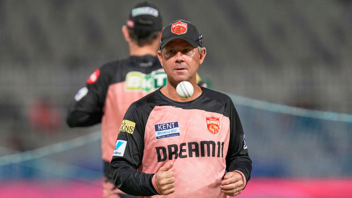Punjab Kings head coach Ricky Ponting at a training session at Kolkata's Eden Gardens ahead of his team's away meeting with Kolkata Knight Riders. AP Punjab Kings head coach Ricky Ponting at a training session at Kolkata's Eden Gardens ahead of his team's away meeting with Kolkata Knight Riders. AP
