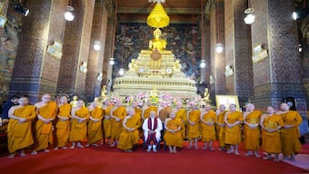 Prime Minister Narendra Modi at the renowned Wat Pho Temple in Thailand on Friday. Image Courtesy: @narendramodi
