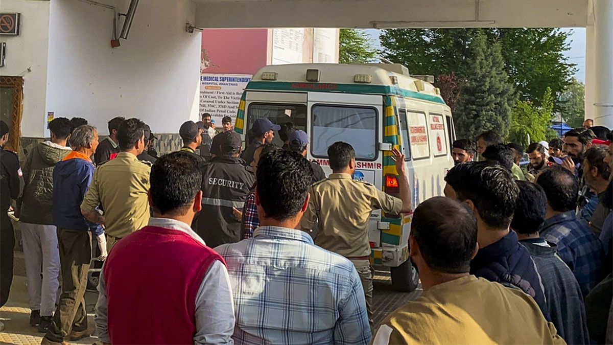 Injured being shifted to a hospital after terrorists attacked a group of tourists at Pahalgam, in Anantnag district, Jammu & Kashmir on April 22, 2025. PTI Injured being shifted to a hospital after terrorists attacked a group of tourists at Pahalgam, in Anantnag district, Jammu & Kashmir on April 22, 2025. PTI