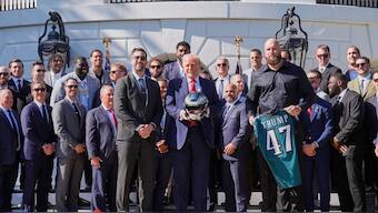 Philadelphia Eagles visited White House to meet US President Donald Trump with key players missing. Image: NFL on X