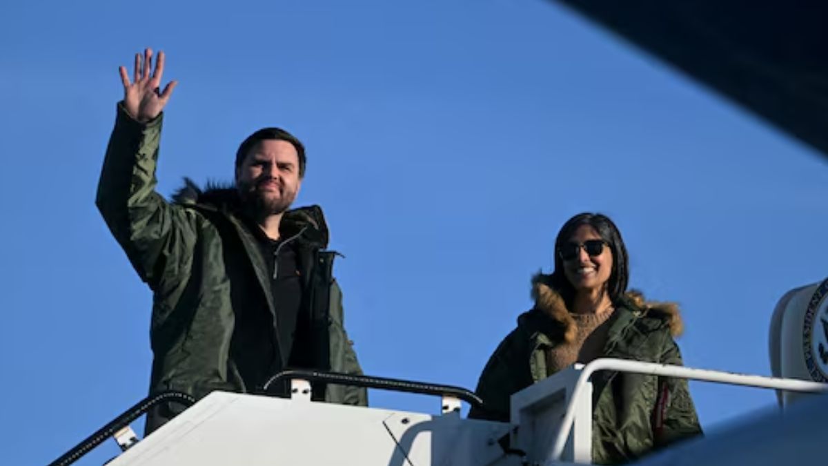 US Vice President JD Vance and Second Lady Usha Vance board Air Force Two after visiting the US military's Pituffik Space Base in Greenland on March 28, 2025. Image: Reuters US Vice President JD Vance and Second Lady Usha Vance board Air Force Two after visiting the US military's Pituffik Space Base in Greenland on March 28, 2025. Image: Reuters