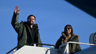 US Vice President JD Vance and Second Lady Usha Vance board Air Force Two after visiting the US military's Pituffik Space Base in Greenland on March 28, 2025. Image: Reuters
