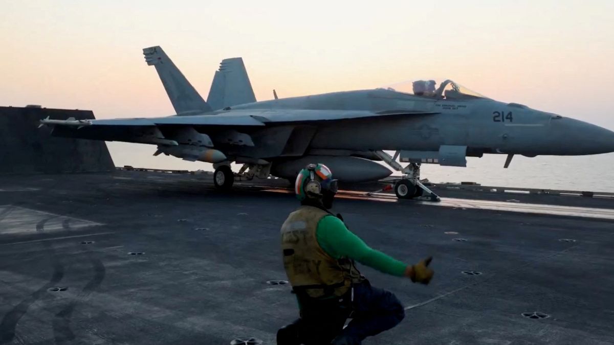 A fighter plane takes off, said to be, for an operation against the Yemen's Houthis at an unidentified location in this screengrab taken from a handout video released on March 18, 2025. US CENTCOM via X/Handout via REUTERS A fighter plane takes off, said to be, for an operation against the Yemen's Houthis at an unidentified location in this screengrab taken from a handout video released on March 18, 2025. US CENTCOM via X/Handout via REUTERS