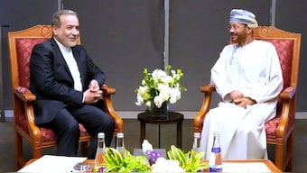 In this photo released by Iranian Foreign Ministry, Iranian Foreign Minister Abbas Araghchi, left, meets his Omani counterpart Sayyid Badr Albusaidi prior to negotiations with U.S. Mideast envoy Steve Witkoff in Muscat, Oman, Saturday, April 12, 2025. Image- AP