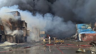 Firefighters and rescuers work at the scene of an explosion that took place a day earlier at the Shahid Rajaee port dock, southwest of Bandar Abbas in the Iranian province of Hormozgan, on April 27, 2025. AFP Photo