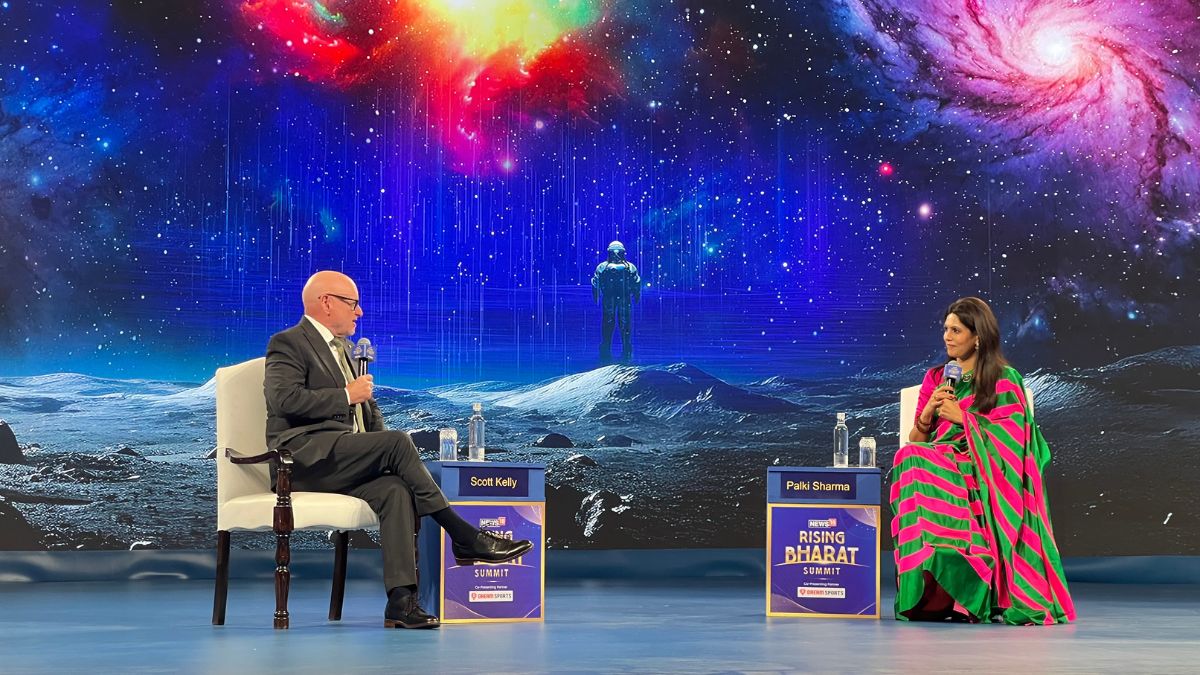 Former NASA astronaut and retired US Navy Captain Scott Kelly (left) speaks to Firstpost Managing Editor Palki Sharma at the News18 Rising Bharat Summit held on April 8-9, 2025, at the Bharat Mandapam in New Delhi. Firstpost Former NASA astronaut and retired US Navy Captain Scott Kelly (left) speaks to Firstpost Managing Editor Palki Sharma at the News18 Rising Bharat Summit held on April 8-9, 2025, at the Bharat Mandapam in New Delhi. Firstpost