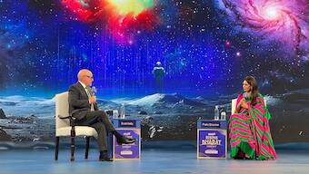 Former NASA astronaut and retired US Navy Captain Scott Kelly (left) speaks to Firstpost Managing Editor Palki Sharma at the News18 Rising Bharat Summit held on April 8-9, 2025, at the Bharat Mandapam in New Delhi. Firstpost