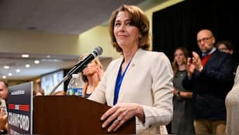 Democrat-backed Wisconsin Supreme Court candidate Judge Susan Crawford speaks to supporters after voters elected her to the state Supreme Court, at her election night headquarters in Madison, Wisconsin, US, April 1, 2025. File Image/Reuters