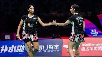 Tanisha Crasto and Shruti Mishra in action during the women's doubles tie in India's Group D clash against Denmark at the Sudirman Cup. Image credit: Badmintonphoto