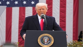 President Donald Trump speaks during an event to announce new tariffs in the Rose Garden at the White House in Washington on Wednesday. AP