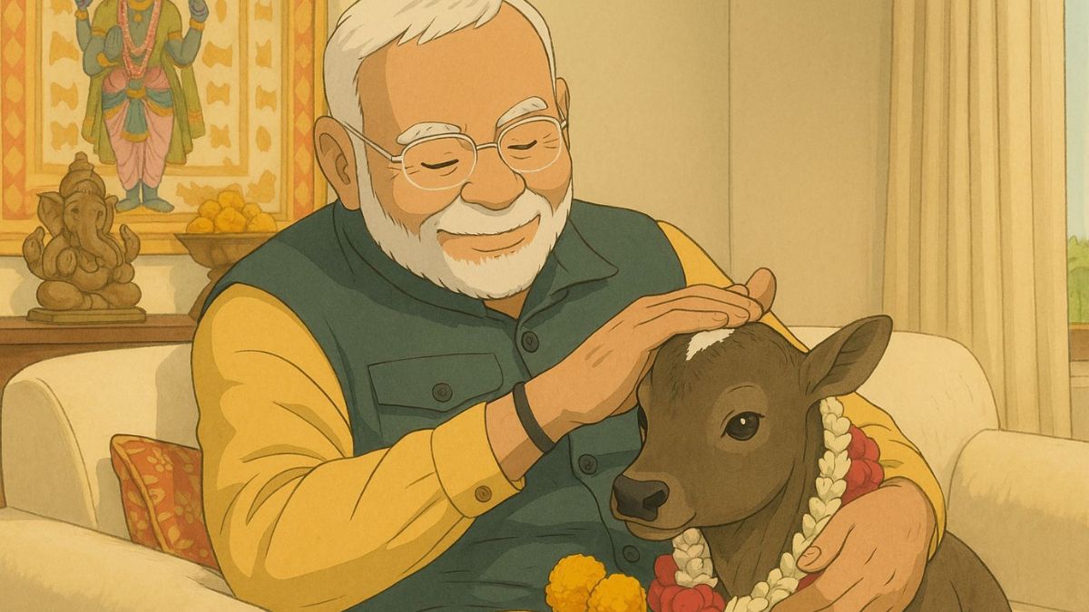 Studio Ghibli style art of PM Modi