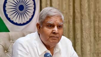 Vice President and Chairman of Rajya Sabha, Jagdeep Dhankhar, has used strong words against the judiciary over a recent ruling on the President. File Photo/PTI