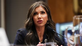 Kristi Noem made a startling claim that during a deportation flight, a detainee described as a "cannibal" had begun eating himself mid-air. Reuters/File Photo

